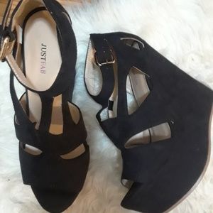 Justfab Black High Wedges